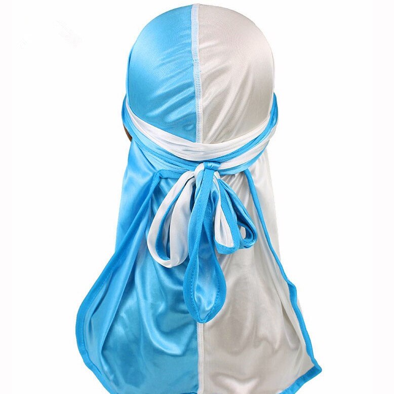 Long Tail Durag Silky Satin Turban India Hat Women Men Head Scarf Hair Accessories Bandana Unisex Fashion Patchwork Pirate Hats